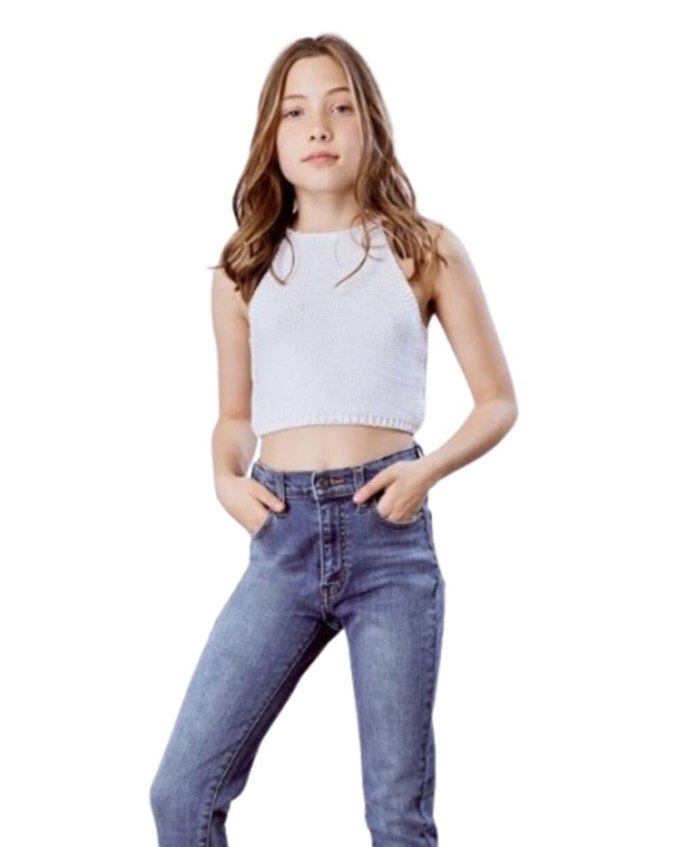 BARDOT JUNIOR Girls Andi Knit Top Size 6-7 SMALL Orchid White Tie Back NWT